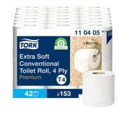Toalettpapper Tork T4 Premium E-soft 4-lag vit 19m, 42 st/bal